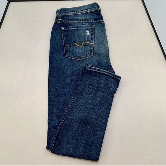 7 For All Mankind Jeans Size 26 Josefina Skinny Boyfriend Distressed Women - Picture 2 of 12